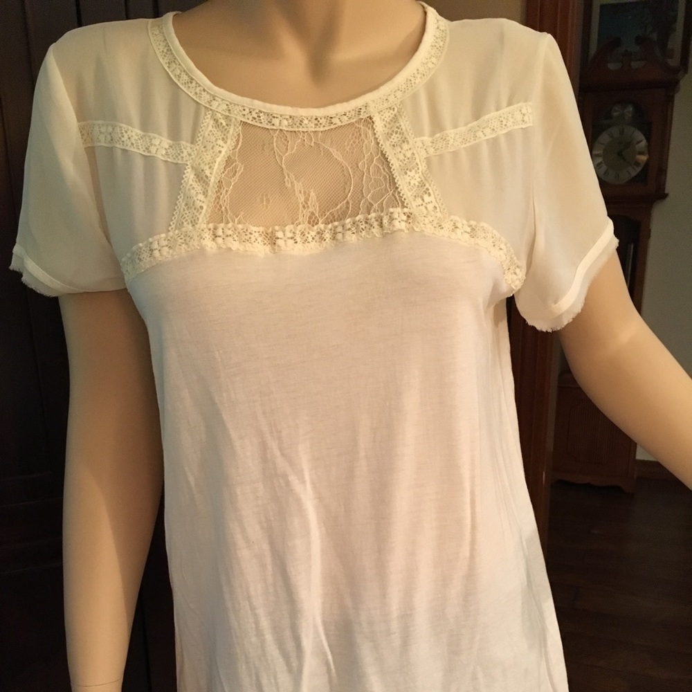 Off-White Lace T-Shirt Blouse